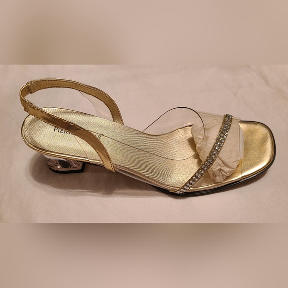 Pierre Dumas size 8½M clear/gold heels - Picture 8 of 11